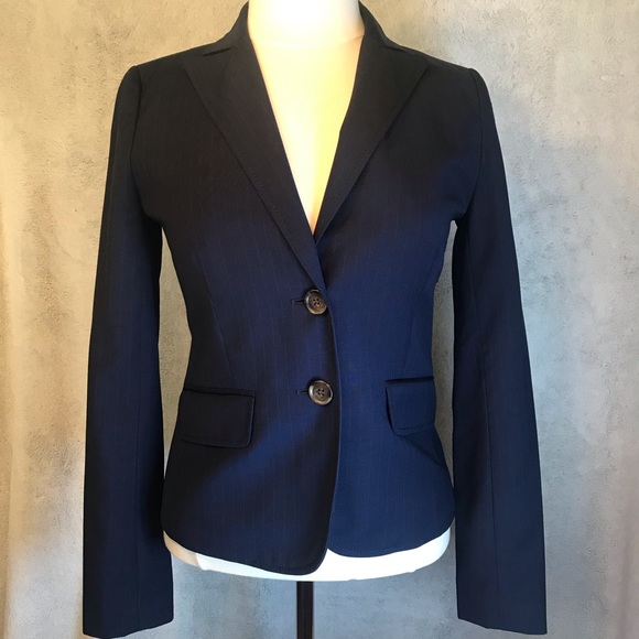J. Crew Jackets & Blazers - J Crew navy pinstriped blazer sz 2